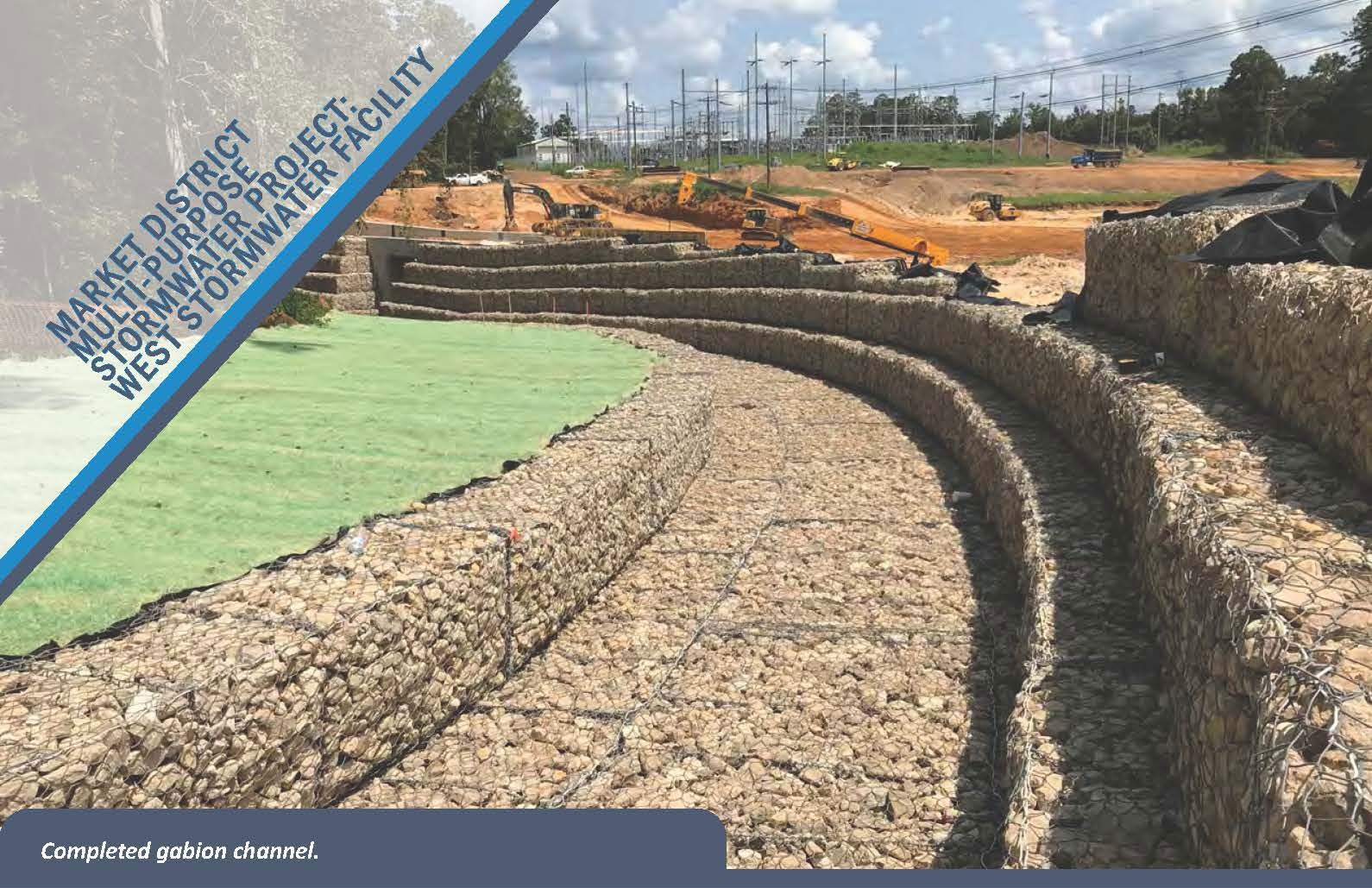 Completed gabion channel